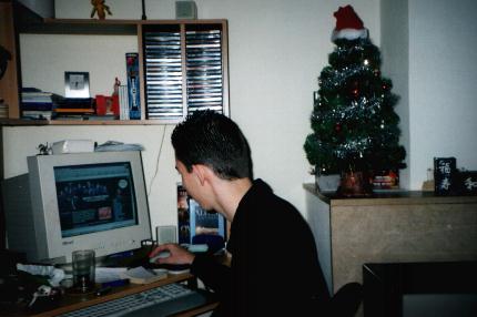 Me looking at my own site, Christmas time.