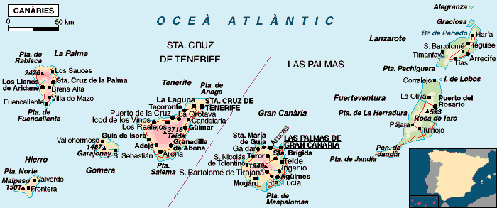 Mapa Illes Can&agrave;ries