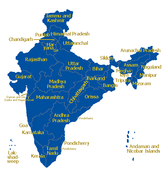 Mapa de l'&Iacute;ndia