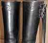 Two pairs of engineer boots with 3 straps