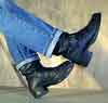 Engineer boots with Cat's paw like spots on soles