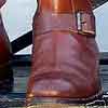 brown engineer boots from front