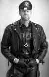 Leather jacket, lather shirt, lleather tie