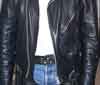 Leather motorcycle jacket and chaps