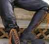 Leather pants and loggers