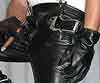 Leather pants and pistol