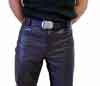 Leather jeans and boots black shirt