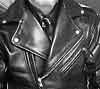 Leather jacker, leather shirt, leather tie