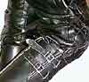 two strap engineers leather pants tucked in