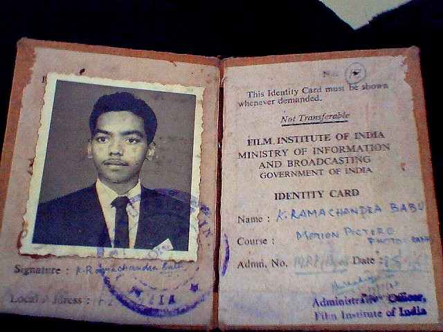 My Identity Card issued in 1966 for the Motion Picture Photography Course