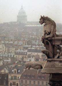 Gargoyles on the Notre Dame cathedral in Paris, France