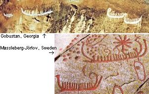 Similar Bronze Age carvings in different cultures