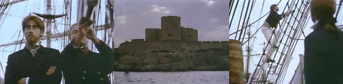 Edmond Dant�s och Danglars �terv�nder med skeppet Pharaon till Marseille i filmen �Slottet Ifs f�nge� (Sovjetunionen 1988)