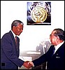 Mr. Daisaku Ikeda, president of SGI, had travelled to more than fifty countries - meeting with political and intellectual leaders - in the promotion of education, cultural exchanges and the establishment of lasting world peace. He had received more than sixty awards, honorary professorships and doctorates. He was also awarded the UN Peace Medal in 1983.