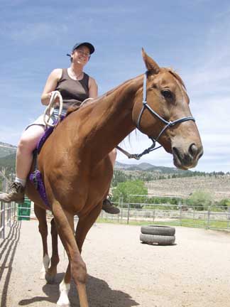 Daughter Deb and thoroughbred horse Susan