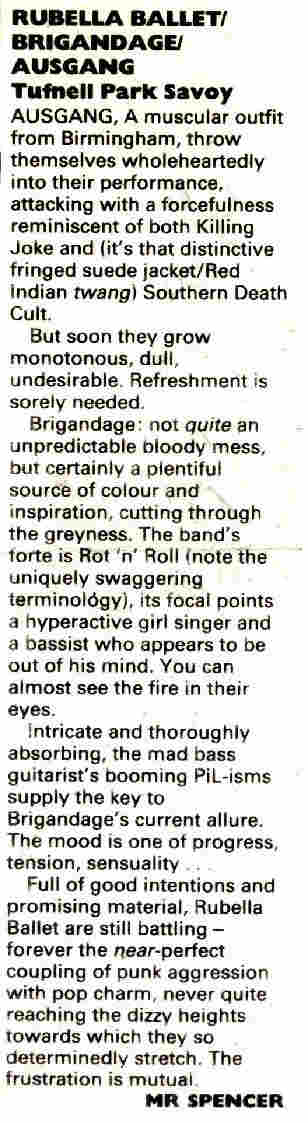 Rubella Ballet review Sounds 1988&nbsp; (DC Collection)