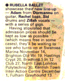 News item Sounds November 1983