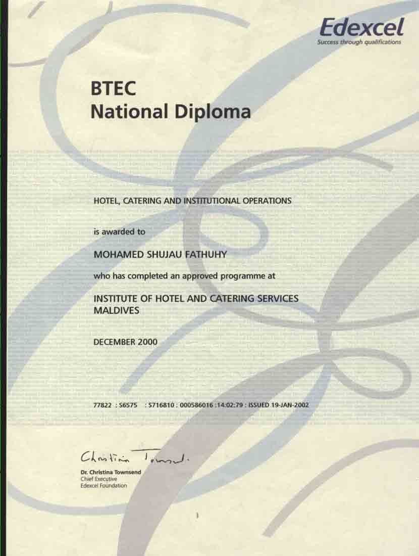 Btec National Diploma In Hotel Catering And Institutional Operations
