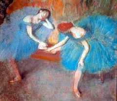 Two Dancers in Blue, by Edgar Degas