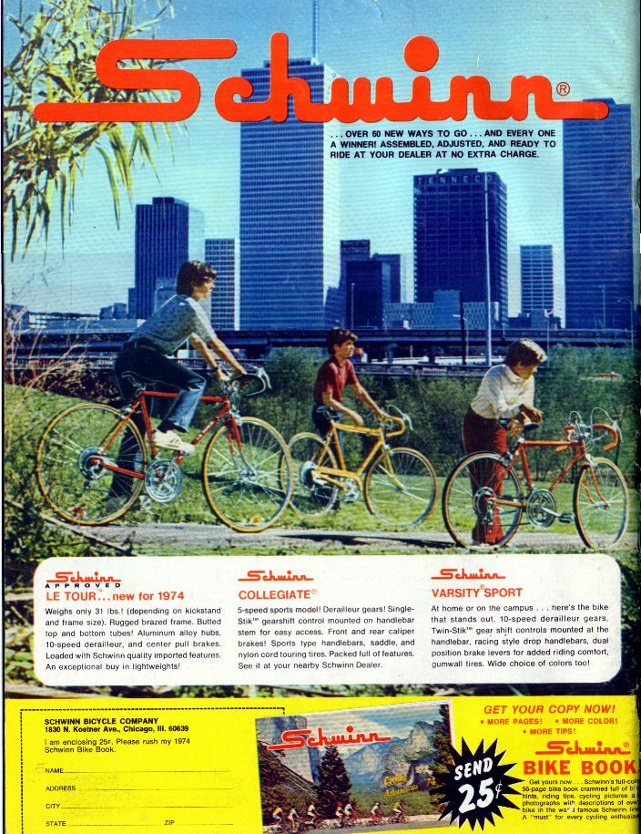 Schwinn Lightweight Data Book (1974 Advertisements/Boy's Life/April 1974)