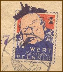 Churchill with a battleship broken over his head!