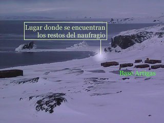 Ubicaci�n de los restos con respecto a la Base Artigas