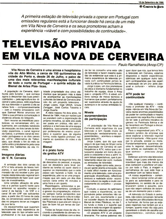 Paulo Ramalheira - O Com�rcio do Porto - 10.09.86