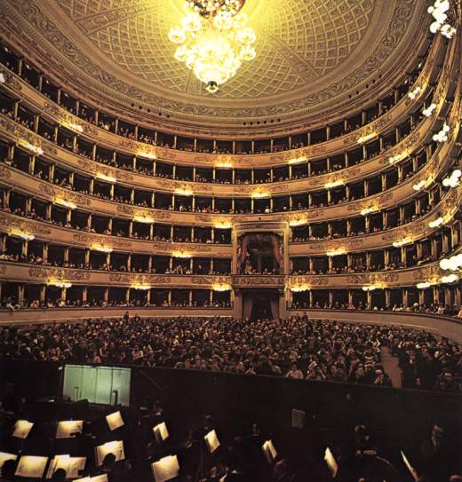 The interior of La Scala Theatre