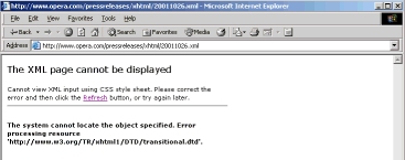 Page displayed in Internet Explorer
