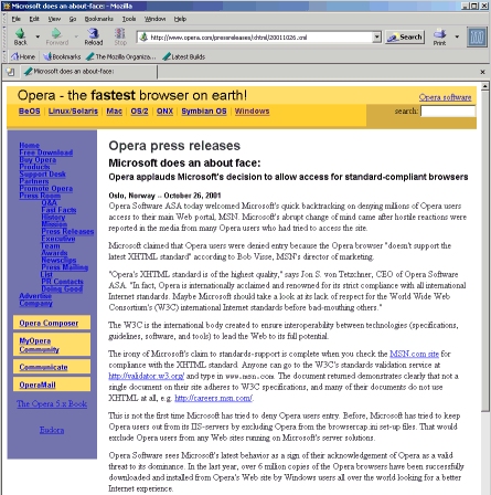 Page displayed in Mozilla