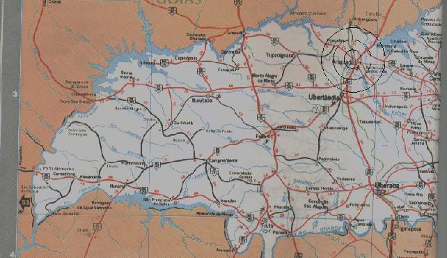 Mapa  Rodovi&aacute;rio da regi&atilde;o de Araguari MG