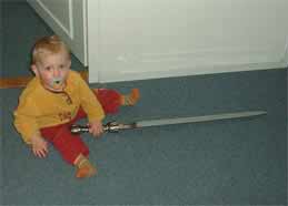 My son Jeroen with the sword (click to enlarge)