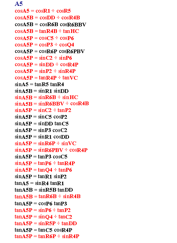A5 Formulas