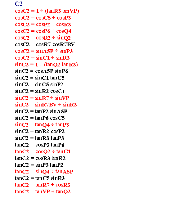 C2 Formulas
