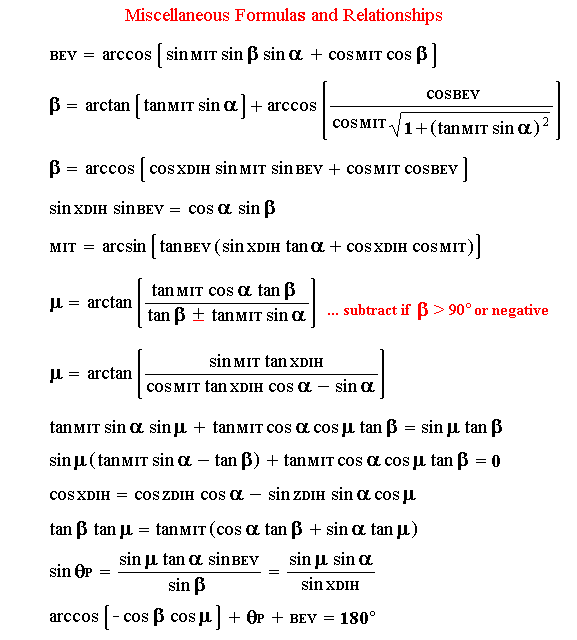Trapezoidal Section Angle Formulas