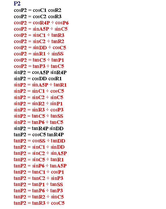P2 Formulas