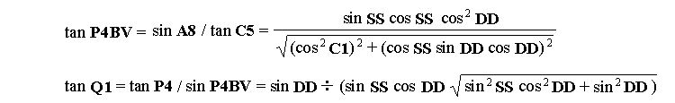 Formulas derived from Vector Products