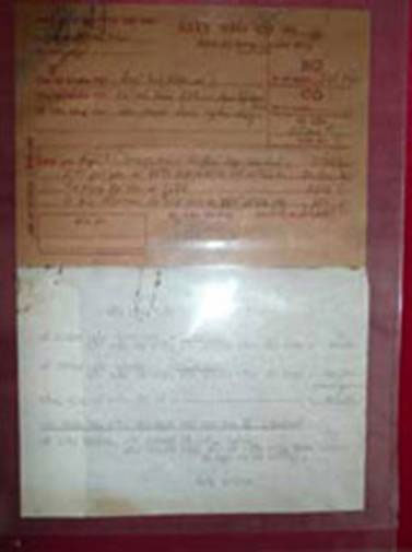 Tờ biên lai của quĩ tiết kiệm số 1